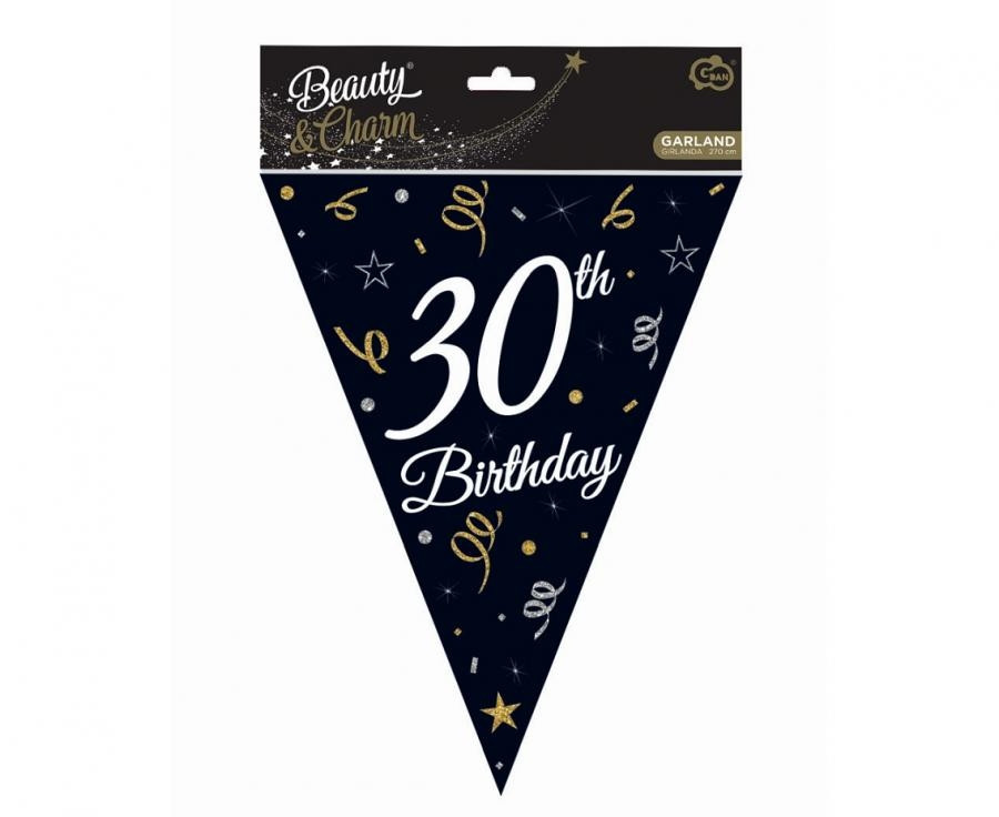 Girlanda papierowa B&C z flagami 30 urodziny 28x270cm. Godan